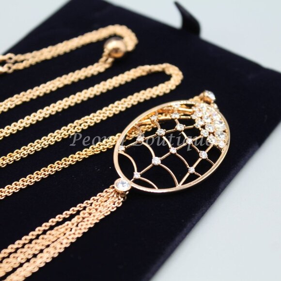Swarovski 5499887 necklace jewelry spider web rose gold oval adjustable - Picture 8 of 11